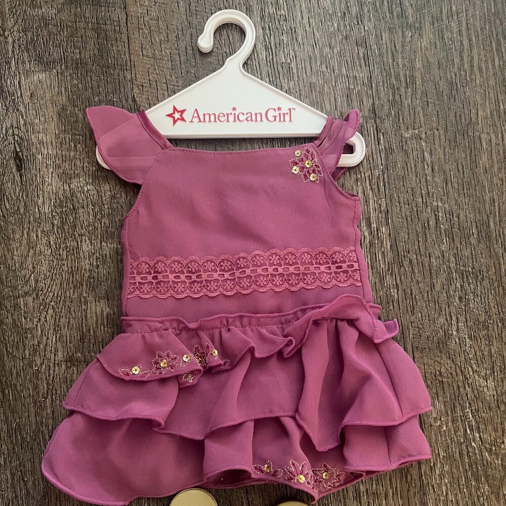 AMERICAN GIRL DOLL PARTY DRESS WITH SANDALS
